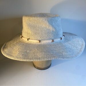 Wyeth Cotton Blend Wide Brim Oatmeal Hat With Fabric Beaded Band